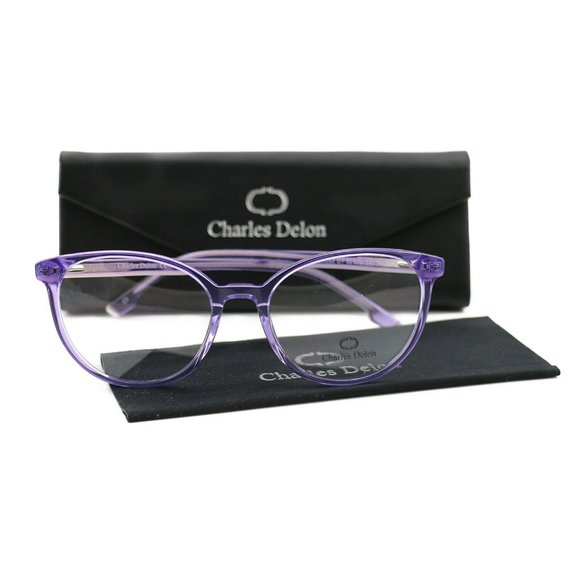 Charles Delon Rectangle Women Purple Plastic Frame - Picture 6 of 6